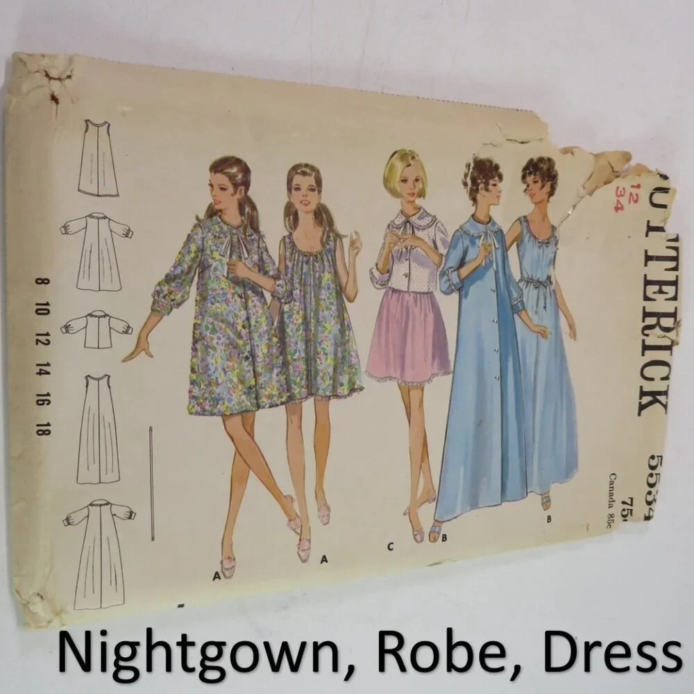 Butterick 5534 sewing pattern nightgown, robe, jacket, Dress